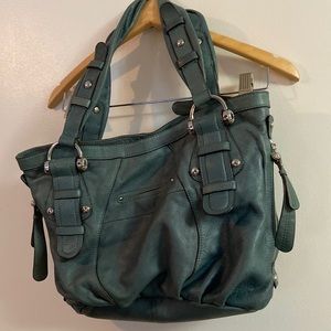 Makowsky Leather Bag Dark Turquoise Green Like New